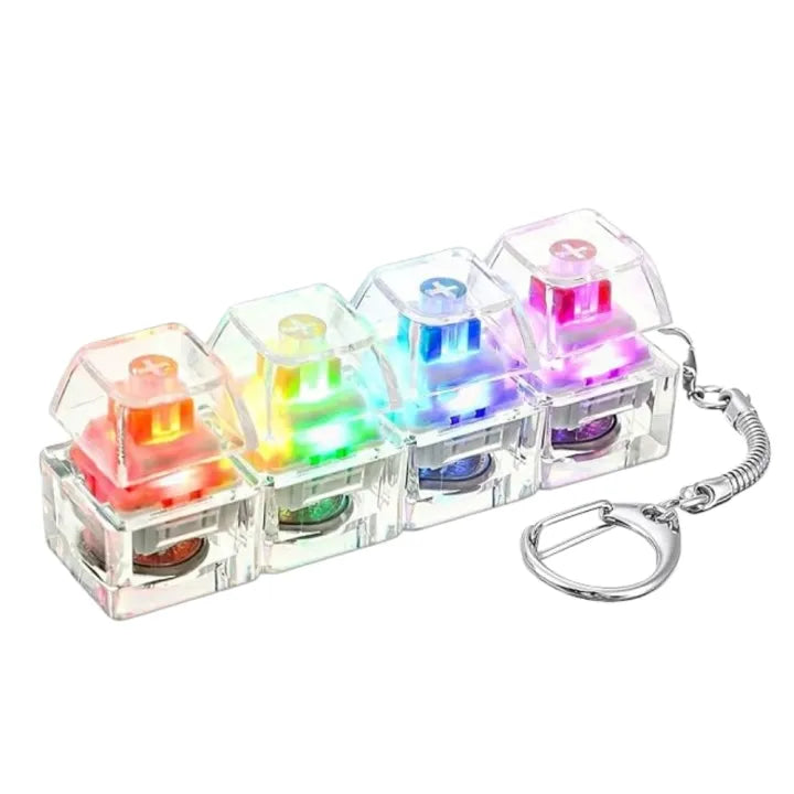 4-Button Fingertip Keyboard Keychain RGB Keyboard Fidget Toy with Lights For Stress Relief.