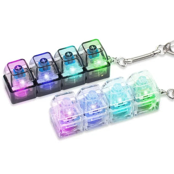 4-Button Fingertip Keyboard Keychain RGB Keyboard Fidget Toy with Lights For Stress Relief.